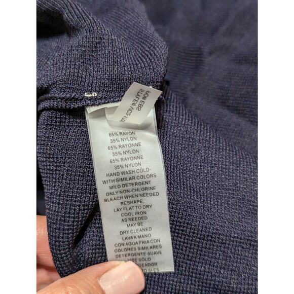 Vince Camuto Navy Blue Contrast-Trim Fit & Flare Halter Dress Size L - Picture 7 of 10